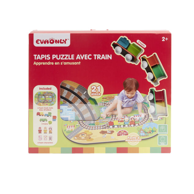Tapis puzzle pour enfant avec ses trains 21 pi&egrave;ces