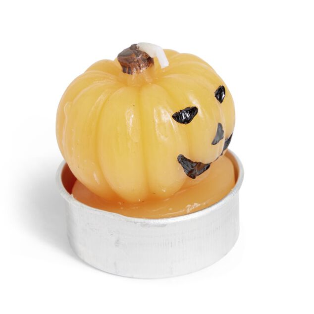 Lot de 3 bougies Halloween forme citrouille orange