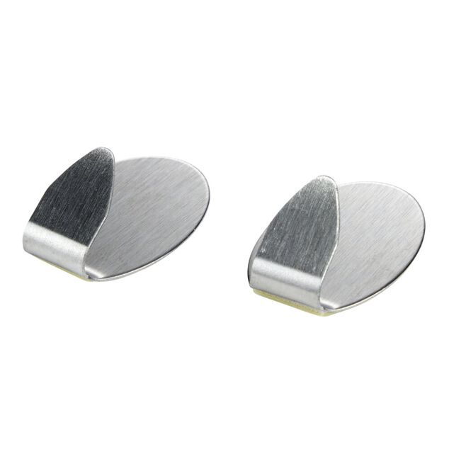 Crochet adh&eacute;sif acier x2 &Oslash;2,5cm gris