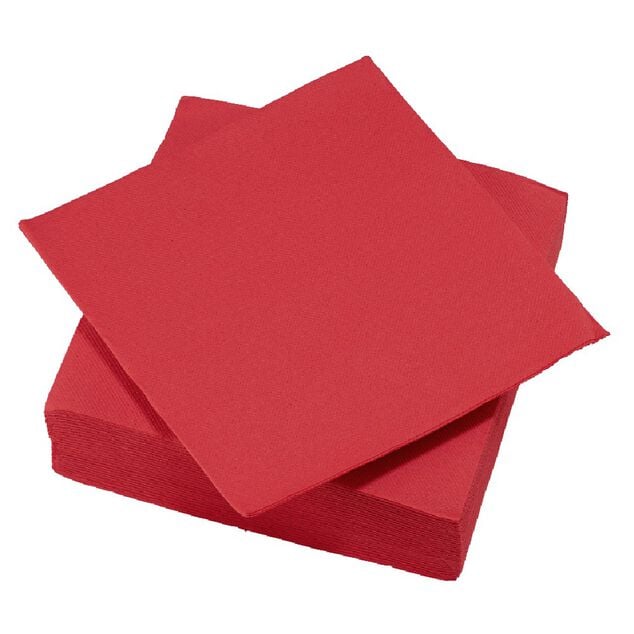 Serviette carr&eacute;e rouge 2 plis en papier x40