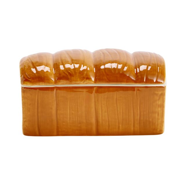 Bo&icirc;te c&eacute;ramique forme brioche marron 18,5x9,5xH9cm