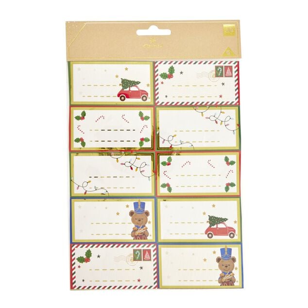 &Eacute;tiquettes autocollantes No&euml;l x10 motif traditionnel