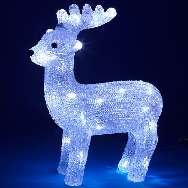 Renne de No&euml;l lumineux blanc froid 30 led