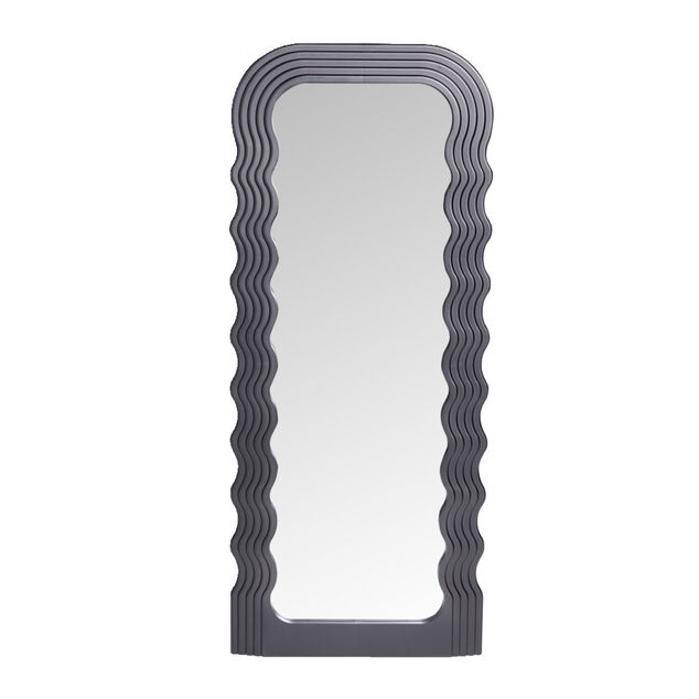 Miroir Wavy contours ondul&eacute;s plastique noir 46x110cm