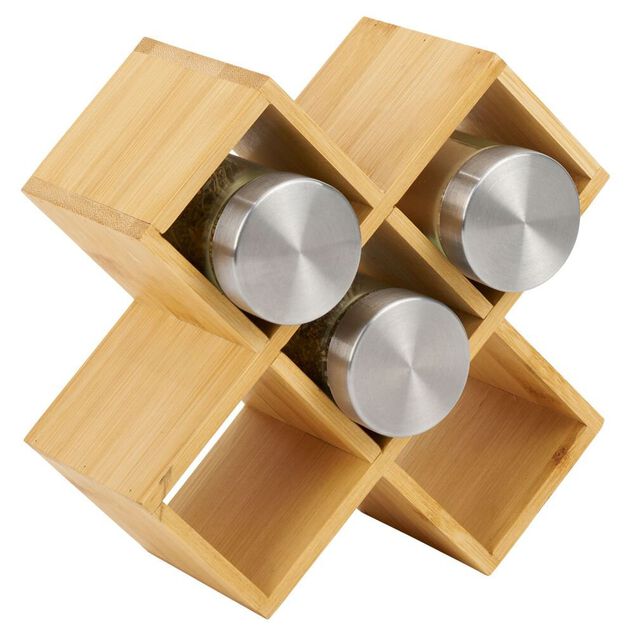 Porte épice 5 cases bambou 17x17xH9cm