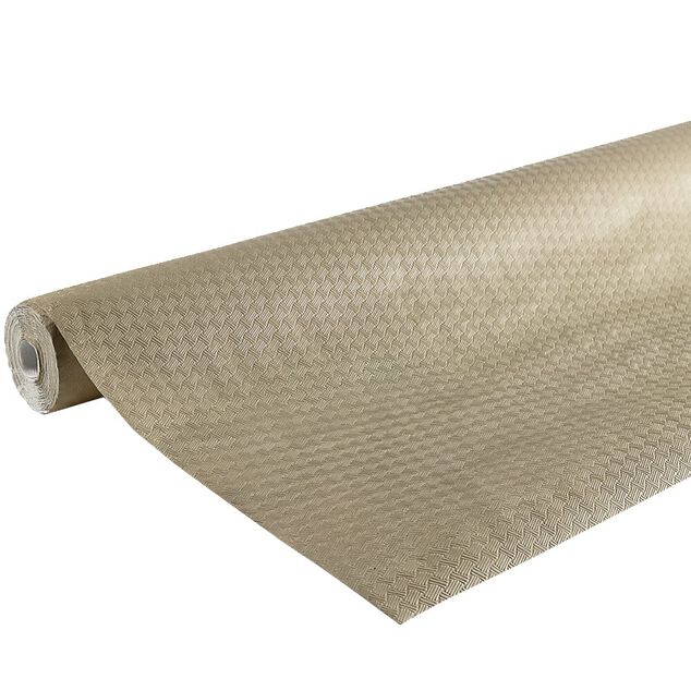 Nappe en papier gaufr&eacute; toile de lin beige ficelle 1,2x15m