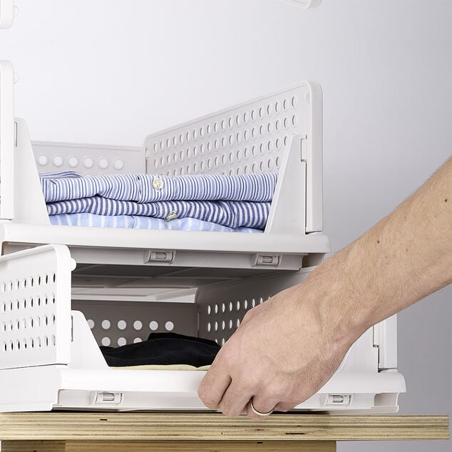 Rangement dressing superposable coulissant blanc petit modèle