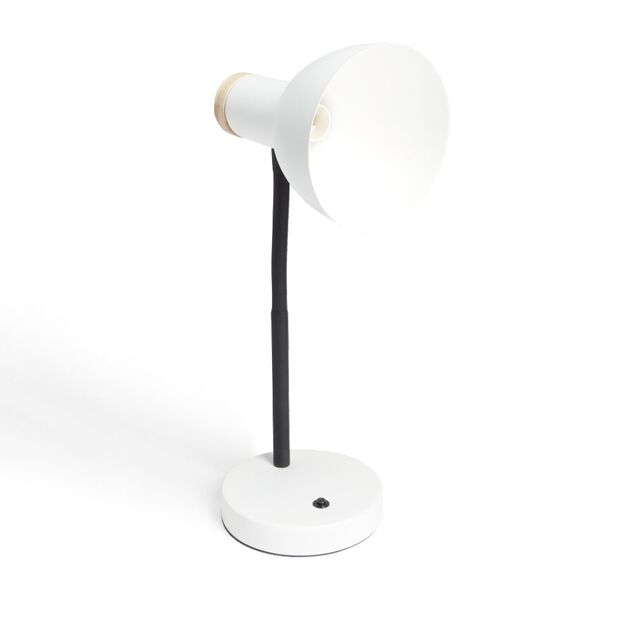 Lampe de bureau orientable m&eacute;tal blanc &Oslash;14xH36cm