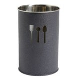 Pot range-couverts &Oslash;10xH.15cm inox finition gris crocodile
