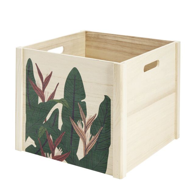Bo&icirc;te de rangement ouverte en bois 34x28xH34cm (2 mod&egrave;les)