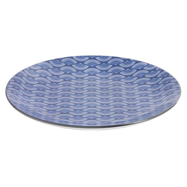 Assiette plate style japonais porcelaine bleu blanc &Oslash;26cm (2 mod&egrave;les)