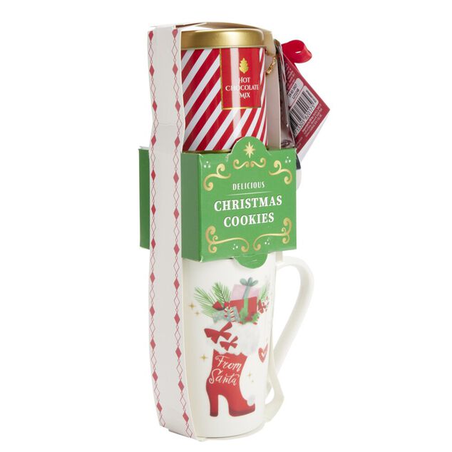 Coffret mug No&euml;l 330ml avec biscuits et bo&icirc;te m&eacute;tallique (3 mod&egrave;les)