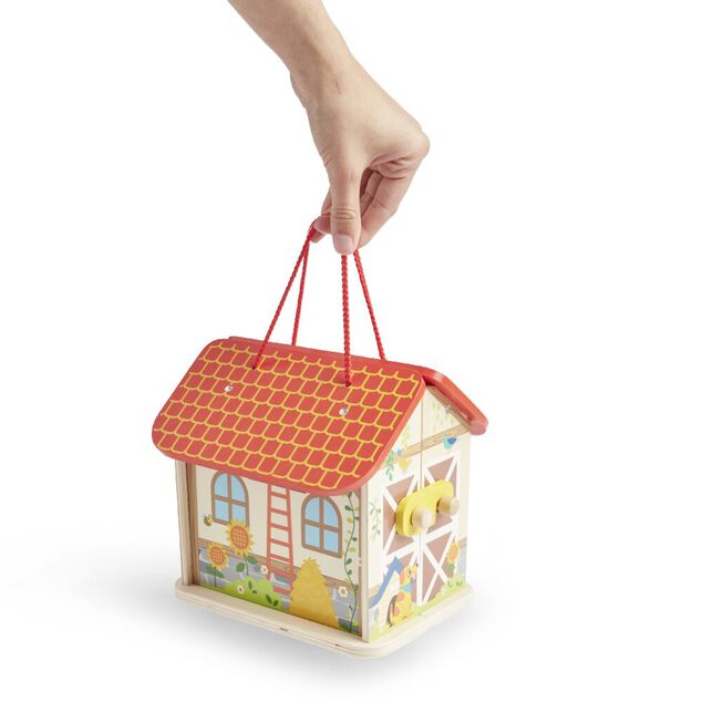 Ferme ou h&ocirc;pital ou caserne de pompiers pliable en bois 20,5x17,5xH19cm