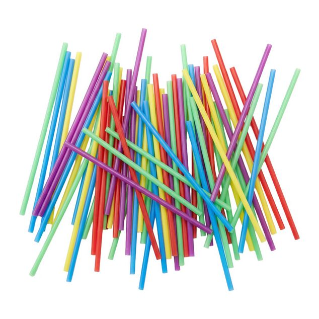 Paille r&eacute;utilisable x50 plastique multicolore L20cm