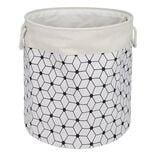 Panier à linge 72L motifs noir beige