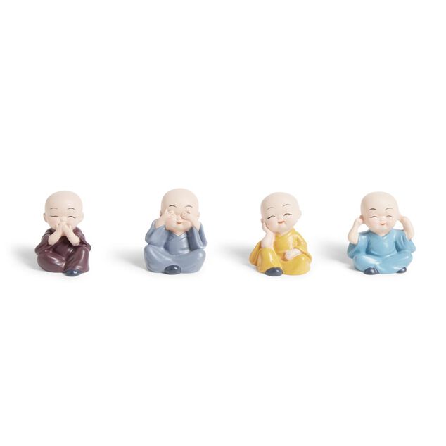 Mini bouddha fa&ccedil;on sagesse x4 en polyr&eacute;sine H5cm