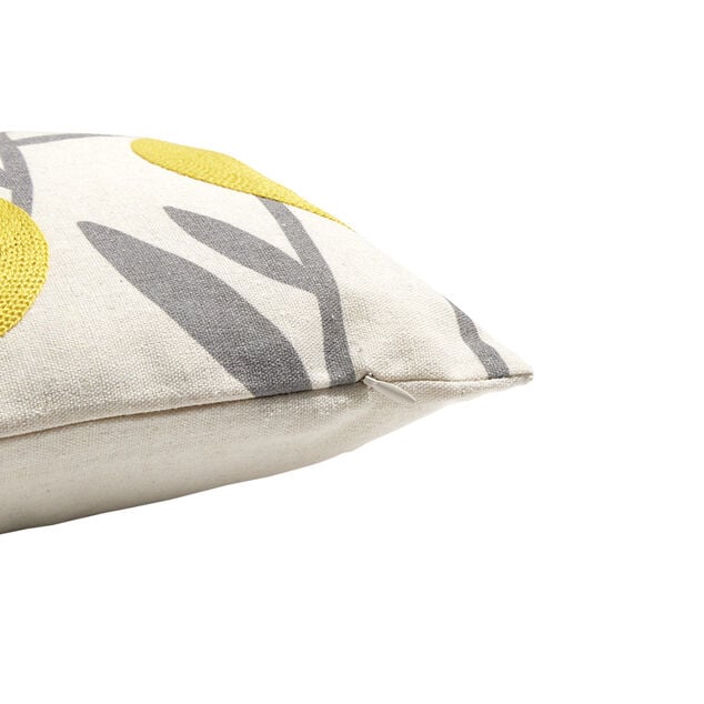Housse de coussin imprim&eacute; floral jaune avec broderie 30x50cm