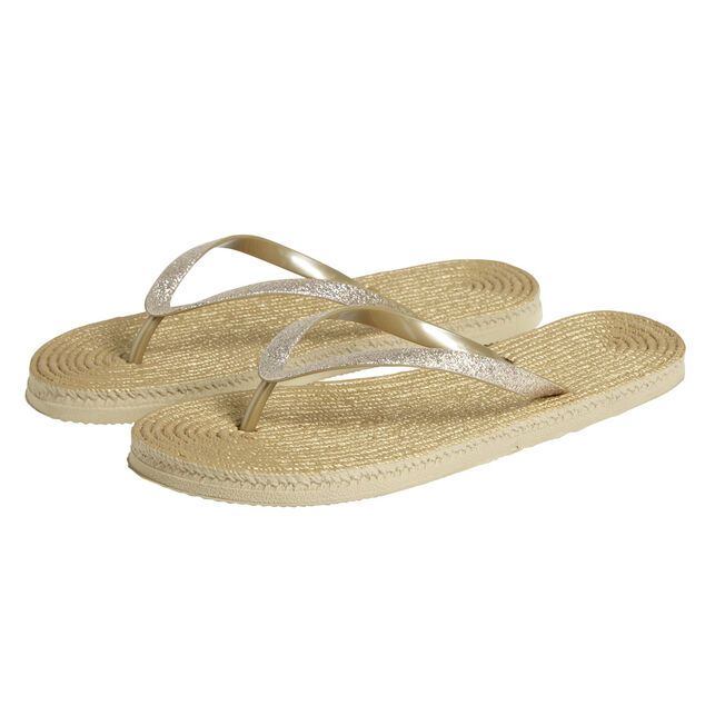 Tongs femme semelle effet corde lanières pailletées marron T38/39