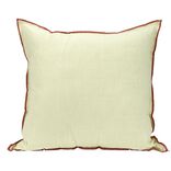 Coussin carré en lin et coton vert bord orange 45x45cm