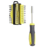 Tournevis avec 30 embouts en acier et plastique gris Ø4xL20,5cm