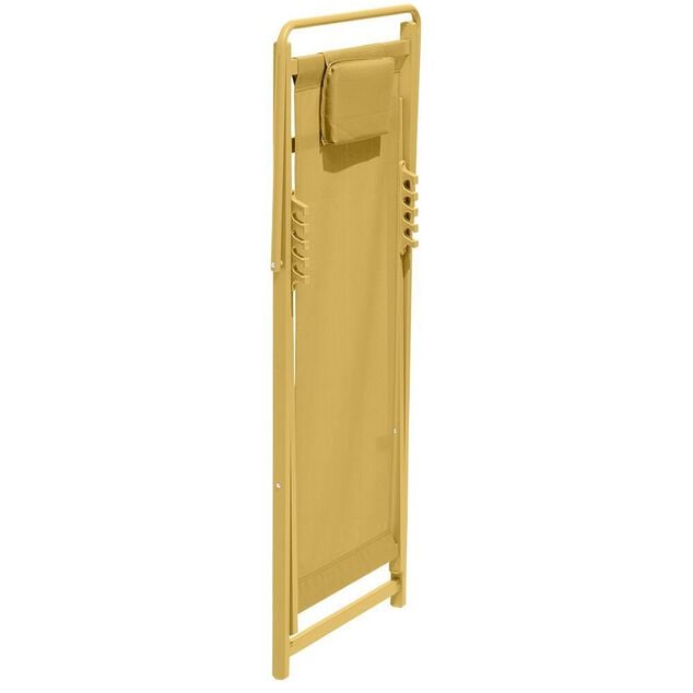 Chilienne Oxford pliante avec t&ecirc;ti&egrave;re textil&egrave;ne jaune 61x100xH92cm
