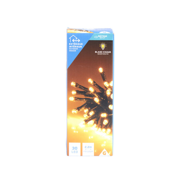 Guirlande lumineuse extérieur 30LED blanc chaud 2,2m