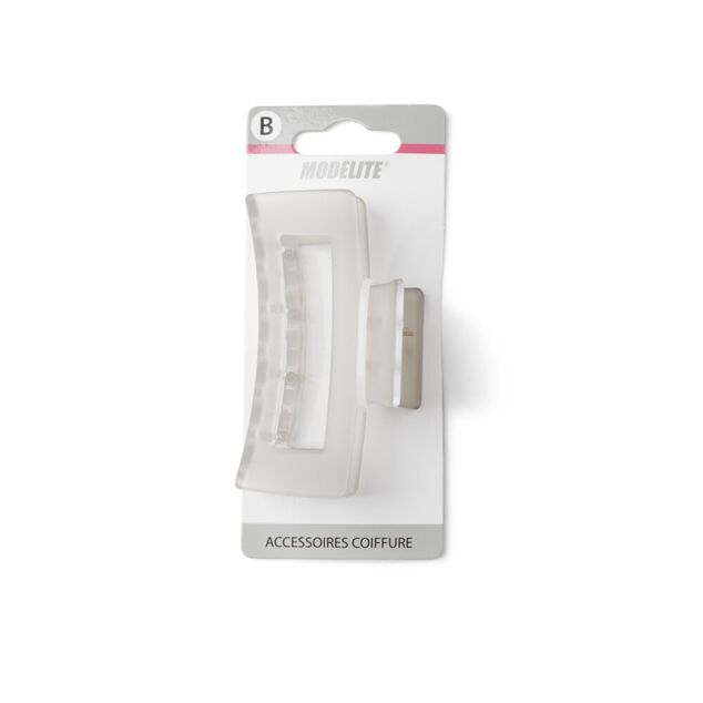Pince cheveux blanc mat rectangulaire L8cm