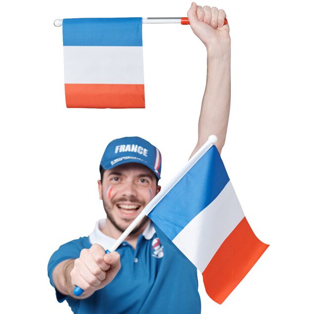 Drapeau avec embout lumineux supporter France
