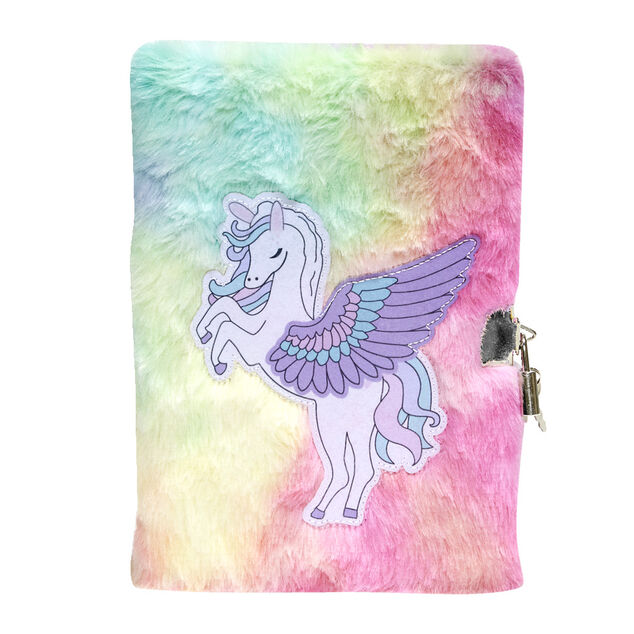 Carnet de note aspect peluche 14,8x21cm - 2 mod&egrave;les licorne ou arc-en-ciel