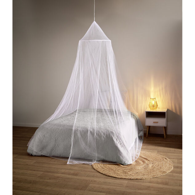 Moustiquaire ciel de lit blanc &agrave; suspendre &Oslash;60x235x1000cm