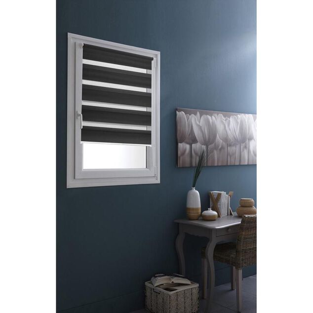 Store enrouleur Jour Nuit Gris anthracite &agrave; visser ou clipser 50x90 cm