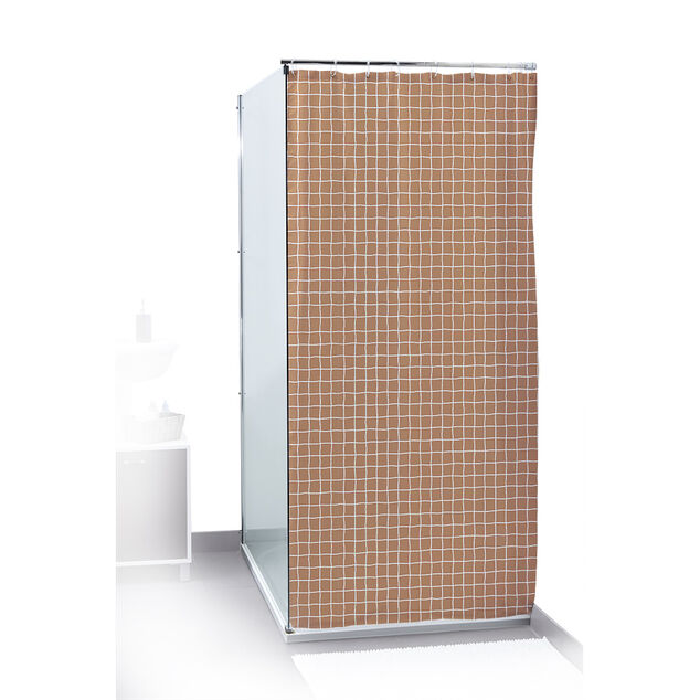 Rideau de douche orange et blanc 180x200cm 100% polyester