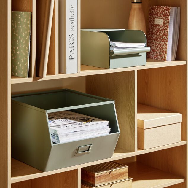 Bac superposable en m&eacute;tal vert - L33 x l25 x H28,5 cm