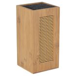 Bloc couteau de cuisine en bois et bambou face effet rotin tress&eacute; 11x11xH22cm