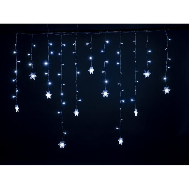 Rideau lumineux extérieur flocons de neige 76LED bleu et blanc 1,5m
