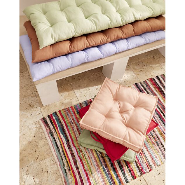 Coussin de banc assise matelass&eacute;e &agrave; nouettes 45x120cm (3 couleurs)