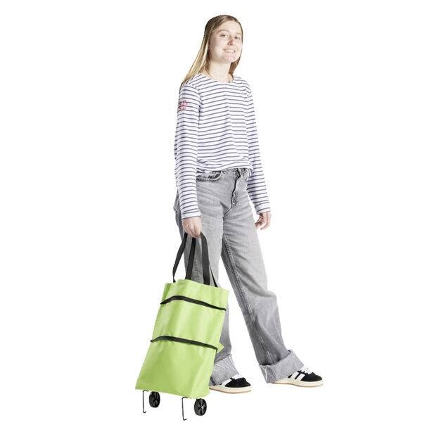 Sac de courses ajustable à roulettes 20L orange ou vert