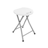 Tabouret pliant Fiesta m&eacute;tal et plastique blanc &Oslash;32xH47cm