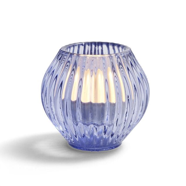 Bougeoir rond verre bleu &Oslash;7,5xH7,5cm