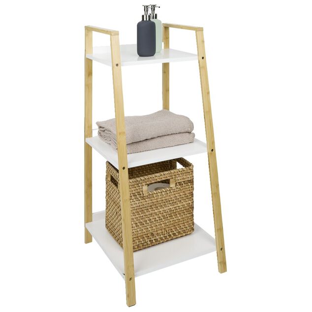 &Eacute;tag&egrave;re salle de bain 3 niveaux bambou 34,5x36xH76cm