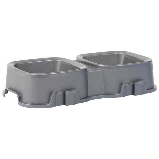 Gamelle double grise 2x500ml - plastique 31,8x16,6xH6,5cm