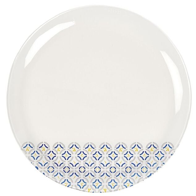 Assiette plate ronde verre Eleni motif g&eacute;om&eacute;trique &Oslash;26cm