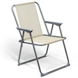 Fauteuil de camping pliant m&eacute;tal et textil&egrave;ne beige