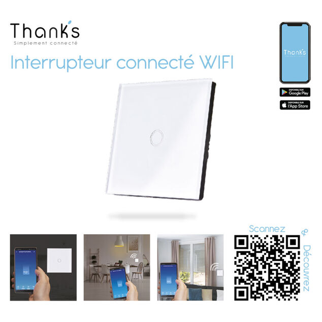 Interrupteur connecté wifi 1 bouton