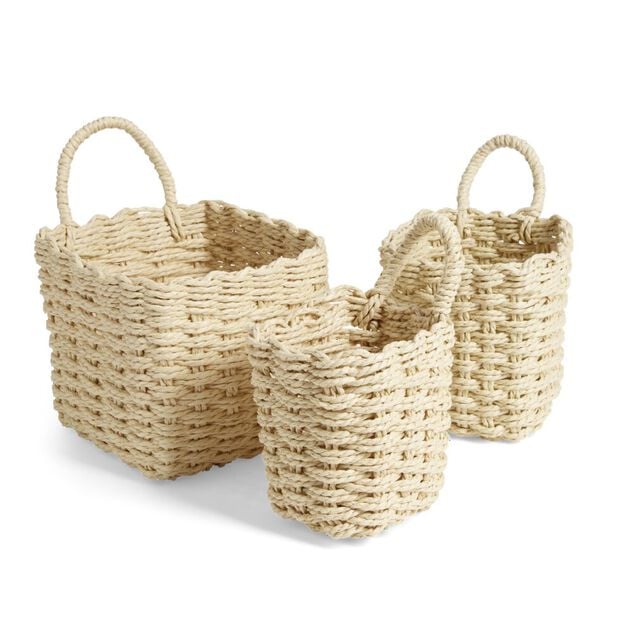 Lot de 3 pani&egrave;res tress&eacute;es rangement salle de bain