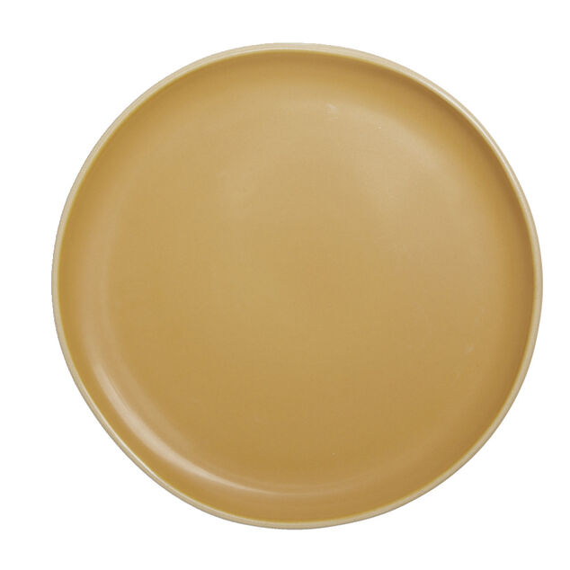 Assiette plate en faïence jaune Ø27xH1,7cm