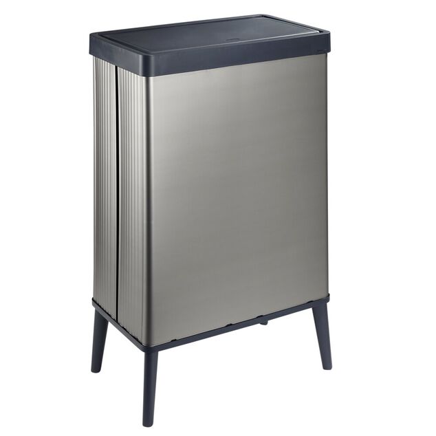Poubelle haute rectangulaire 54L sur pieds couvercle push 43,5x26,5xH69cm