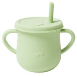Gobelet bébé d'apprentissage à anses avec couvercle et paille silicone H11cm