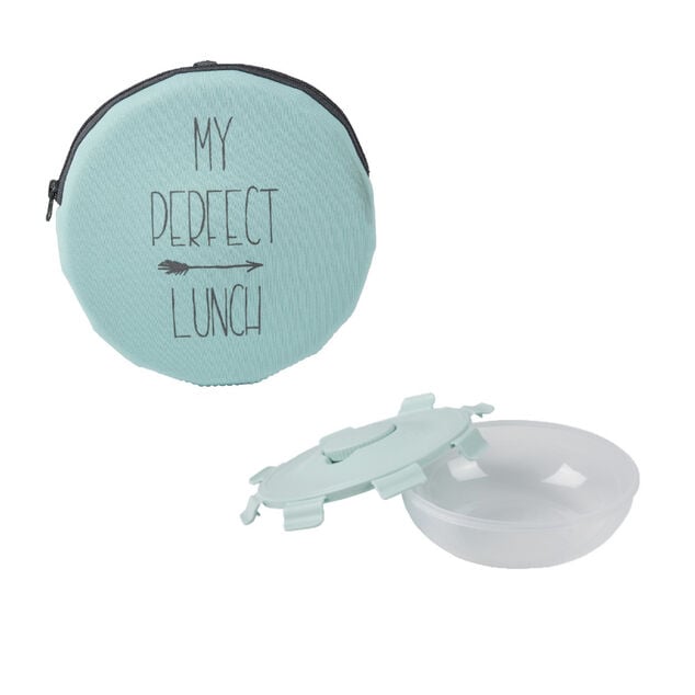 Lunch box ronde "My perfect lunch" bleu