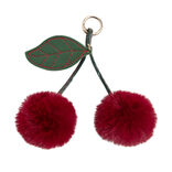 Porte-cl&eacute; pompon cerise rouge L8cm